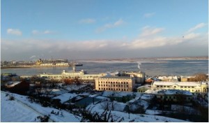 Winterlicher Blick auf Nischni und die Wolga