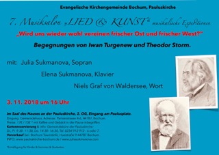 Am 3.11. in Bochum: Begegnungen von Iwan Turgenew und Theodor Storm